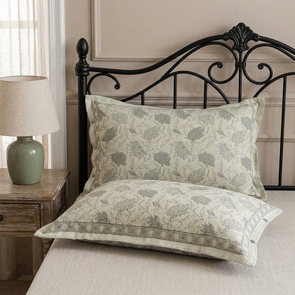 Ownkoti  Floral Cotton Gauze Button Pillowcases (2PCS)  - Green - 48cm x 74cm - image 0