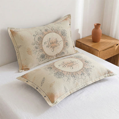 Ownkoti Grateful Floral Cotton Linen Pillowcases (2PCS)  - Brown&Yellow - 48cm x 74cm - image 2