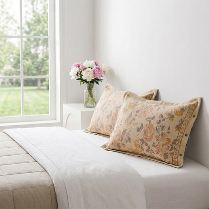 Ownkoti Floral Jacquard Cotton Linen Pillowcases (2PCS)  - Orange&Pink - 48cm x 74cm - image 0