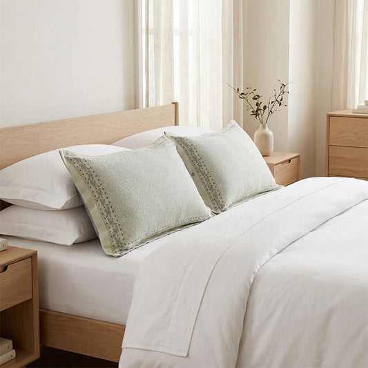 Ownkoti French Floral Cotton Linen Pillowcases (2PCS)  - Green - 48cm x 74cm - image 0