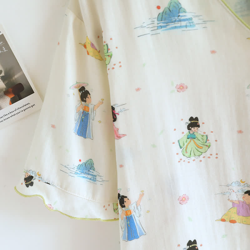 Ownkoti Vintage Oriental Princess Inspired Cotton Pajamas(3PCS) - image 7