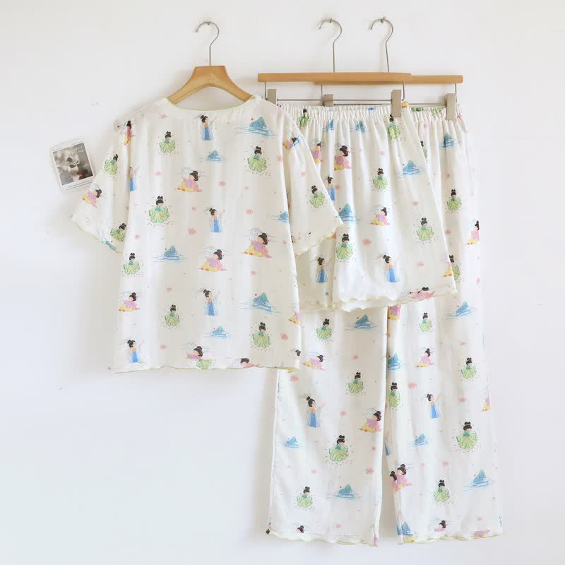 Ownkoti Vintage Oriental Princess Inspired Cotton Pajamas(3PCS) - image 2