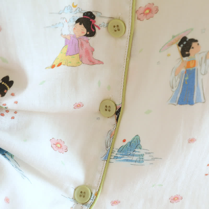 Ownkoti Vintage Oriental Princess Inspired Cotton Pajamas(3PCS) - image 6