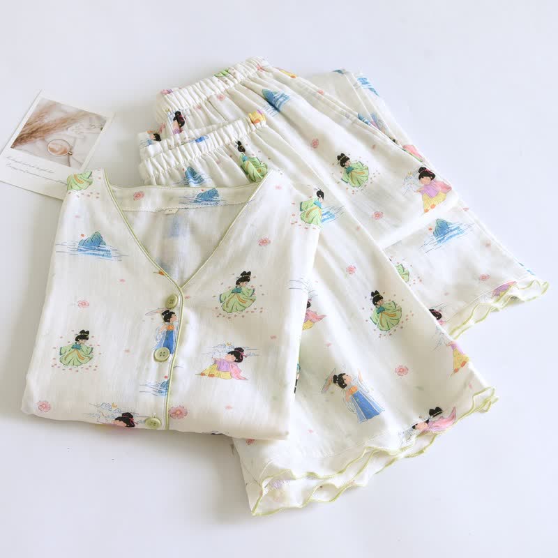 Ownkoti Vintage Oriental Princess Inspired Cotton Pajamas(3PCS) - image 1