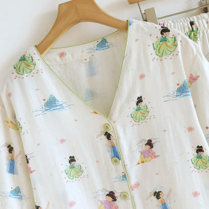 Ownkoti Vintage Oriental Princess Inspired Cotton Pajamas(3PCS) - image 3