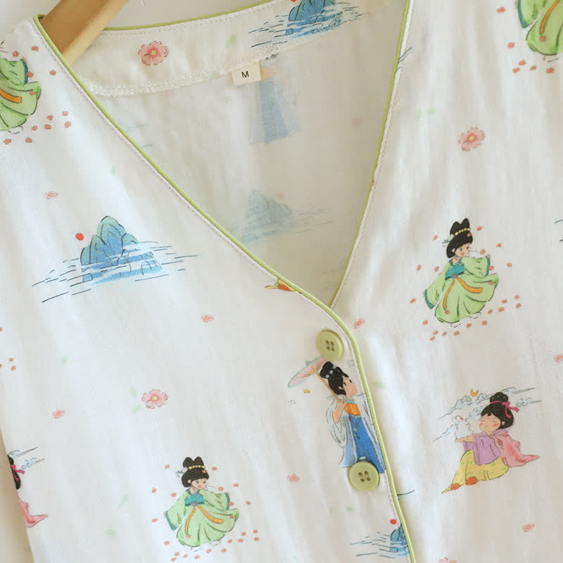 Ownkoti Vintage Oriental Princess Inspired Cotton Pajamas(3PCS) - image 4