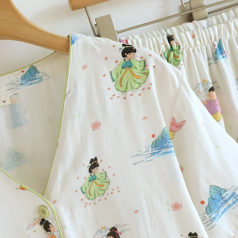 Ownkoti Vintage Oriental Princess Inspired Cotton Pajamas(3PCS) - image 5