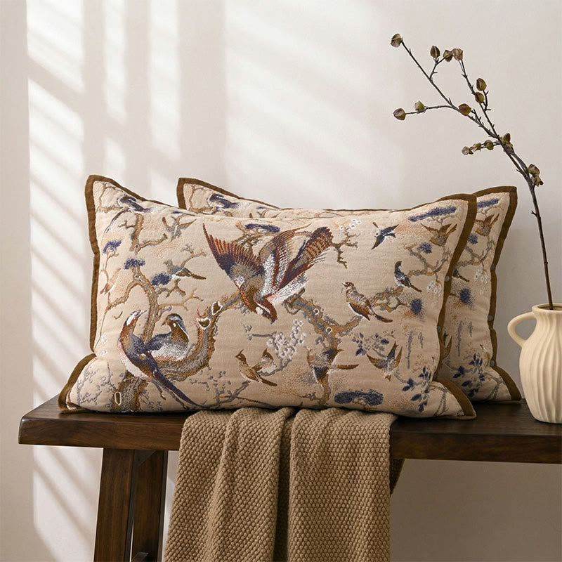 Ownkoti Birds of Paradise Jacquard Pillowcases (2PCS)  - Brown&Blue - 80cm x 54cm - image 0