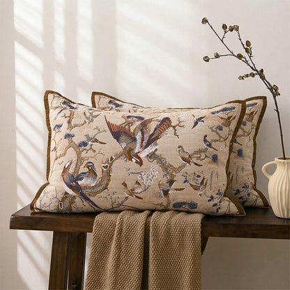 Ownkoti Birds of Paradise Jacquard Pillowcases (2PCS)  - Brown&Blue - 80cm x 54cm - image 0