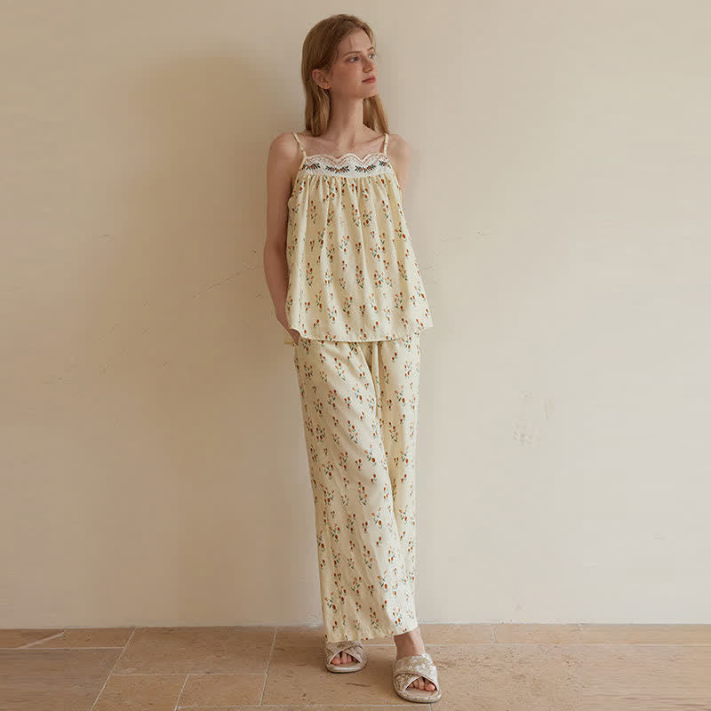 Ownkoti Ditsy Floral Cotton Double Gauze Cami Pajamas - image 5