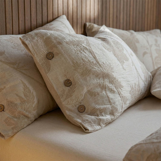 Ownkoti Vintage Floral Cotton Linen Pillowcases (2PCS)  - Light Brown - 48cm x 74cm - image 0