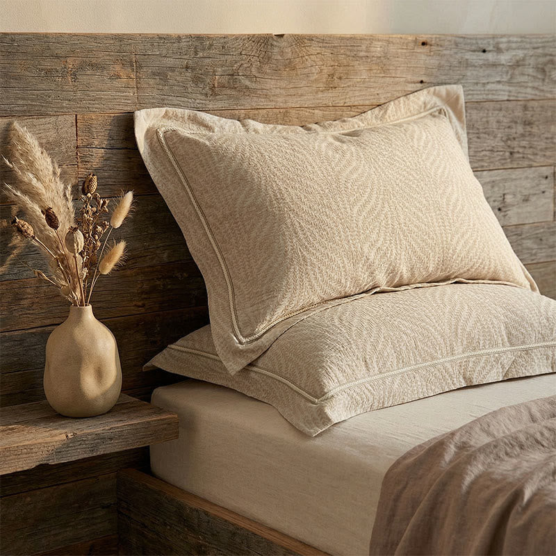 Ownkoti Wheat Jacquard Envelope Pillowcases (2PCS)  - image 1