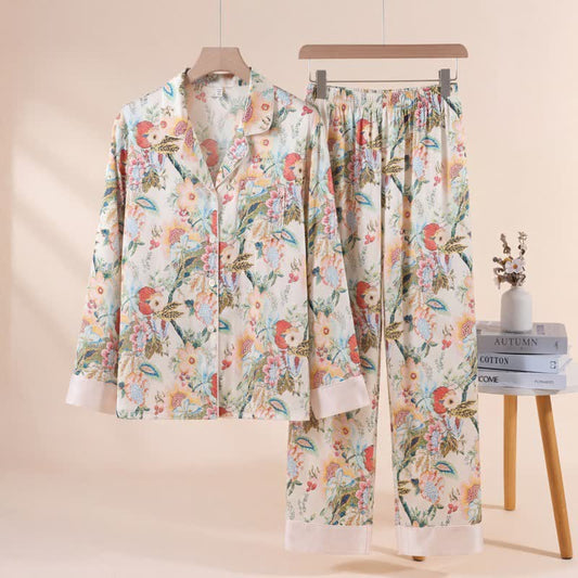 Ownkoti Tropical Style Floral Pajama Set - Beige - XL - image 0