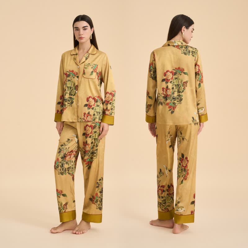Ownkoti Luxurious Floral & Green Leaf Pajama Set - image 1