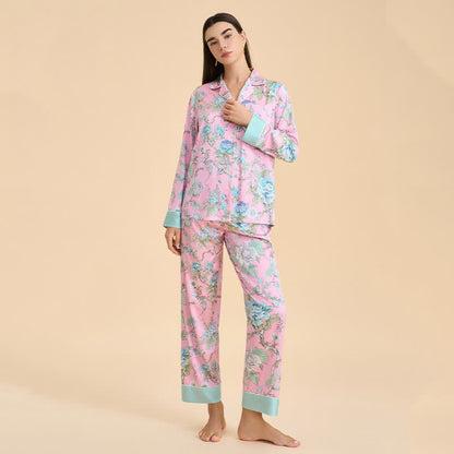 Ownkoti Artistic Blue Floral Pajama Set - Pink - XL - image 2