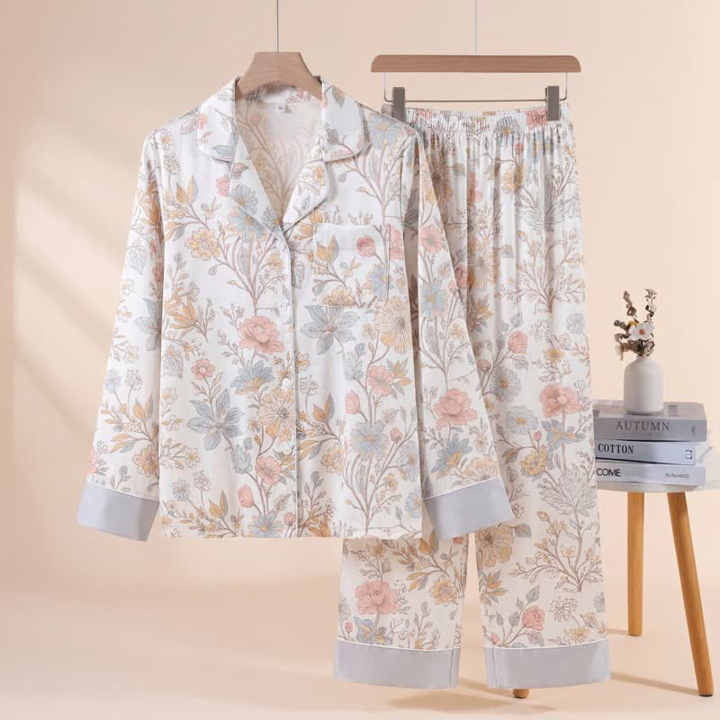 Ownkoti Fresh Bloom Floral Pajama Set - Beige - XL - image 0