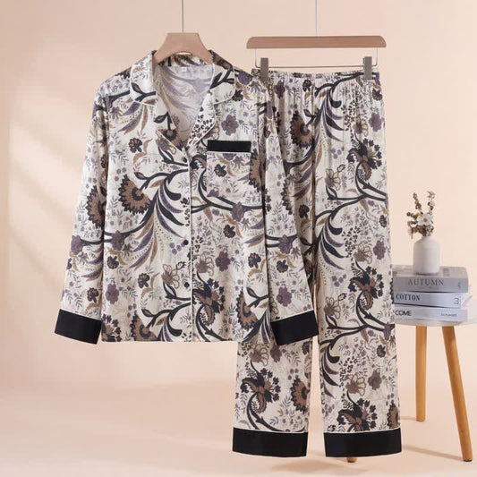 Ownkoti Vintage Vine & Floral Pajama Set - Black - XL - image 0