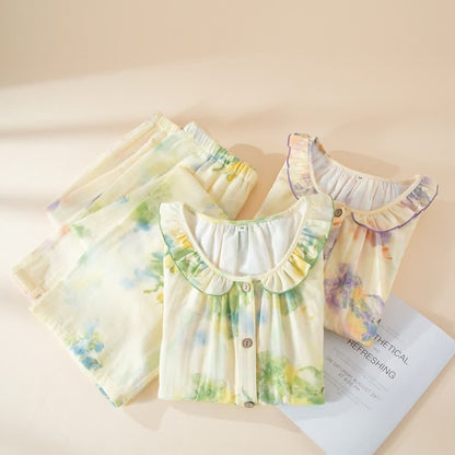Ownkoti Floral Ruffled Cotton Gauze Pajama Set - image 1