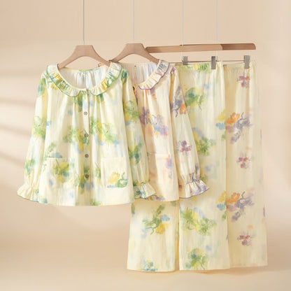 Ownkoti Floral Ruffled Cotton Gauze Pajama Set - image 0