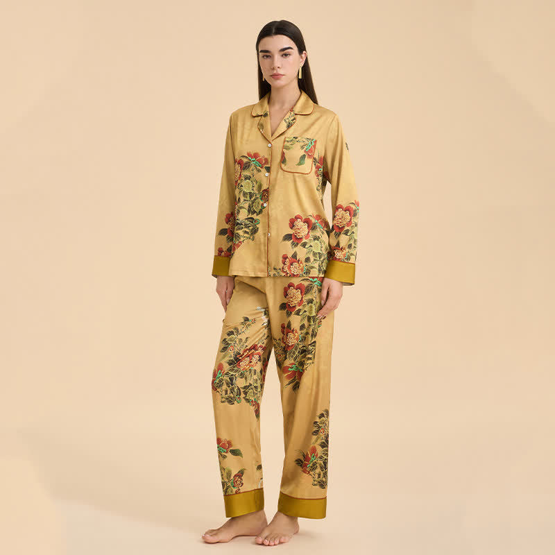 Ownkoti Luxurious Floral & Green Leaf Pajama Set - image 2