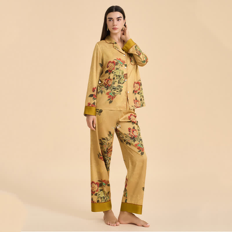 Ownkoti Luxurious Floral & Green Leaf Pajama Set - image 4