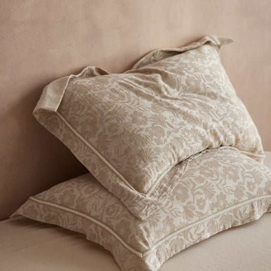 Ownkoti Elegant Floral Jacquard Envelope Pillowcases (2PCS)  - Light Brown - 48cm x 74cm - image 0