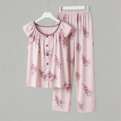 Ownkoti Floral Flutter Sleeve Button Front  Pajamas - image 3