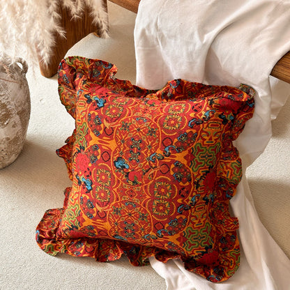 Ownkoti Moroccan Geometric Ruffle Throw Pillow - Orange - 45cm x 45cm - image 0