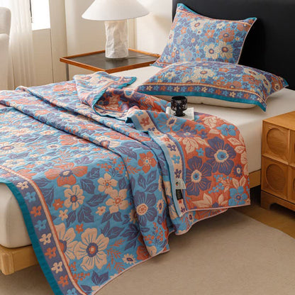 Ownkoti Cherry Blossom Cotton Gauze Quilt Blanket - 2PCS Pillow Towels - 20" x 29" - image 0