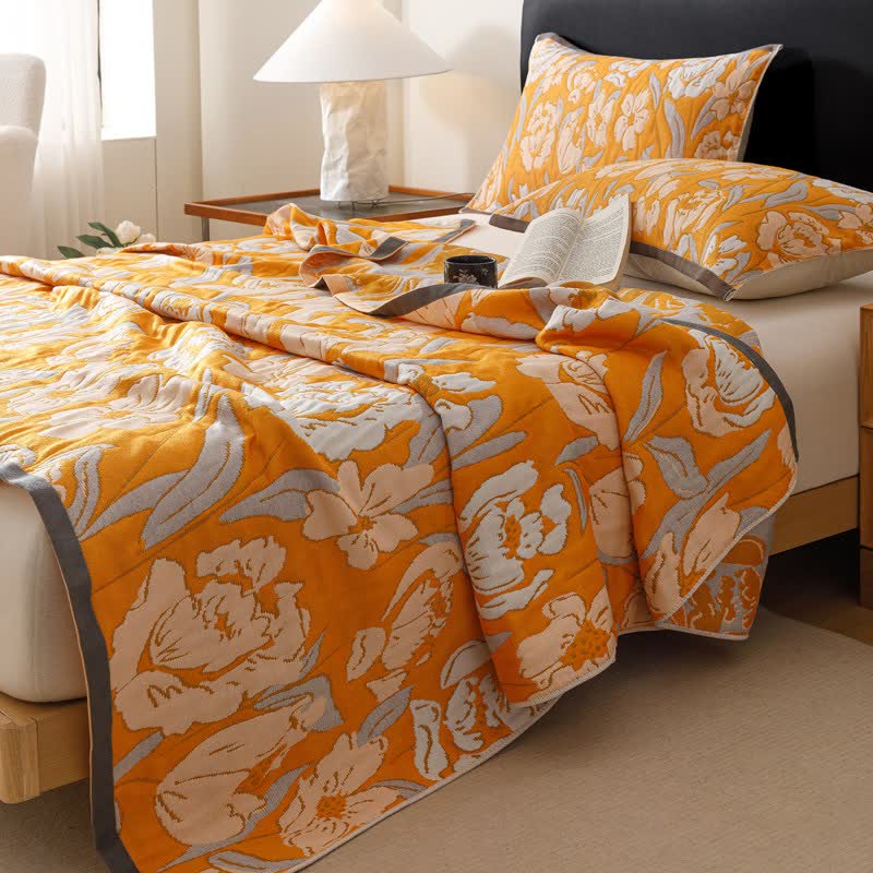 Ownkoti Tulip-inspired Cotton Gauze Quilt Blanket - 2PCS Pillow Towels - 20" x 29" - image 1