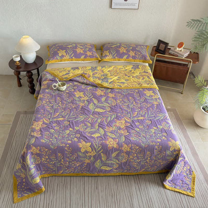 Ownkoti Pastoral Floral & Leaf Cotton Gauze Quilt Blanket - image 3