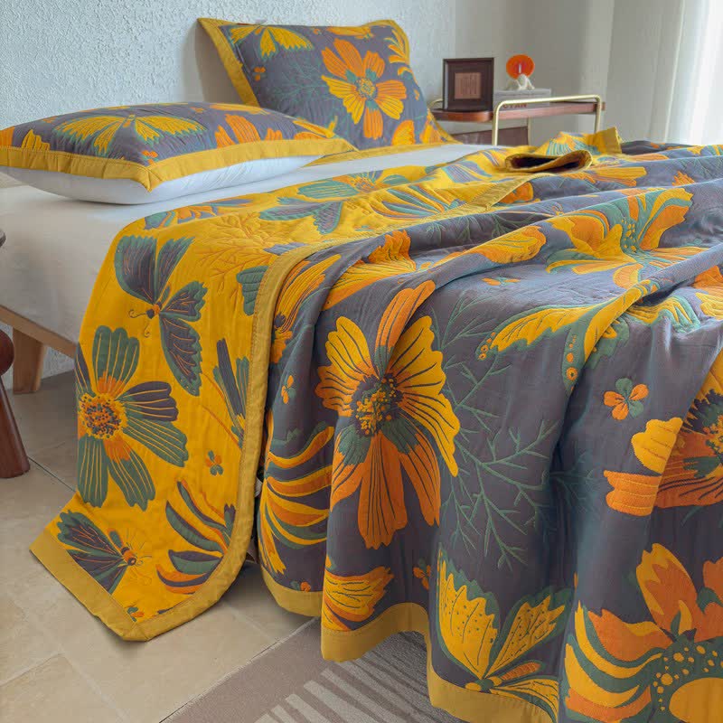Ownkoti Artistic Floral & Butterfly Cotton Gauze Quilt Blanket - image 17