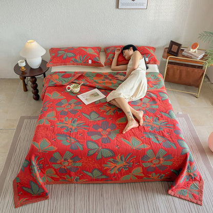Ownkoti Artistic Floral & Butterfly Cotton Gauze Quilt Blanket - image 5