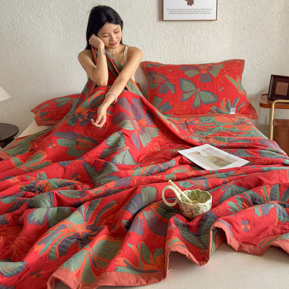 Ownkoti Artistic Floral & Butterfly Cotton Gauze Quilt Blanket - image 9