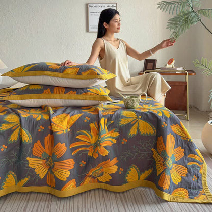 Ownkoti Artistic Floral & Butterfly Cotton Gauze Quilt Blanket - image 20