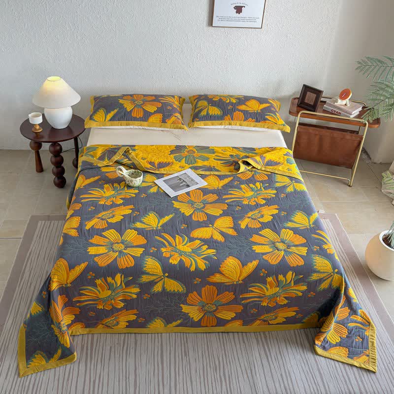 Ownkoti Artistic Floral & Butterfly Cotton Gauze Quilt Blanket - image 18