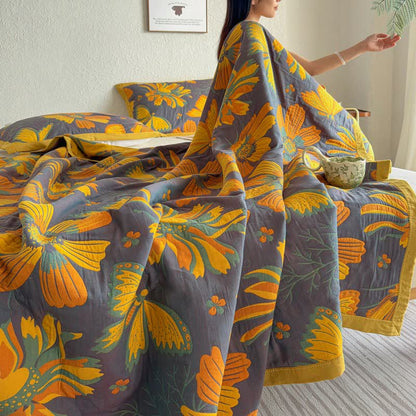 Ownkoti Artistic Floral & Butterfly Cotton Gauze Quilt Blanket - image 25