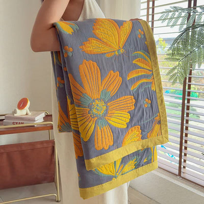 Ownkoti Artistic Floral & Butterfly Cotton Gauze Quilt Blanket - image 27