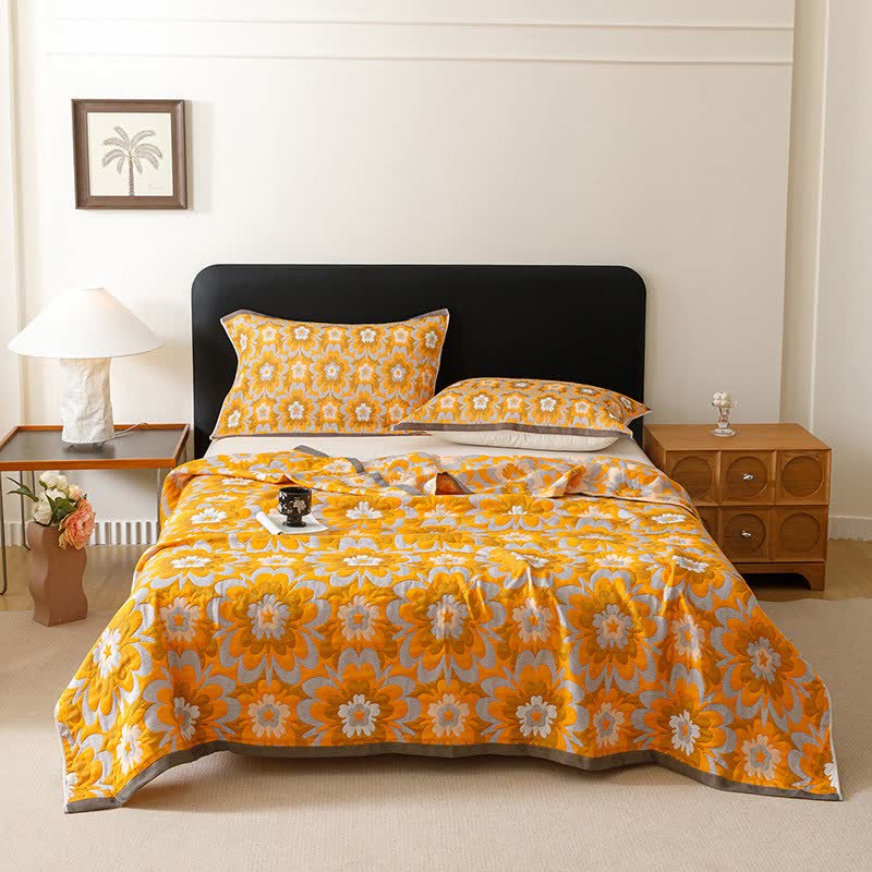 Ownkoti Blooming Flower Cotton Gauze Quilt Blanket - image 1