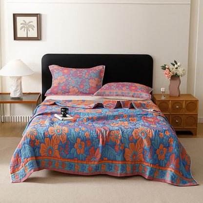 Ownkoti Floral Cotton Gauze Reversible Quilt Blanket - image 1