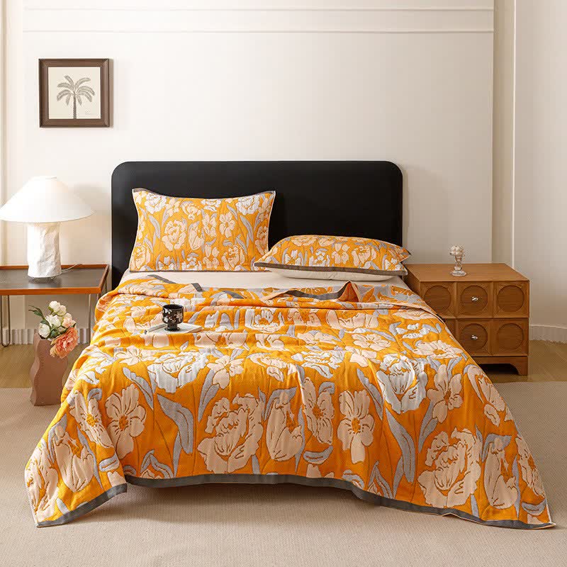 Ownkoti Tulip-inspired Cotton Gauze Quilt Blanket - image 2