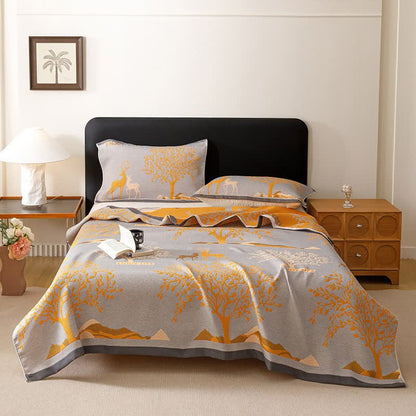 Ownkoti Deer & Tree Cotton Gauze Quilt Blanket - image 1