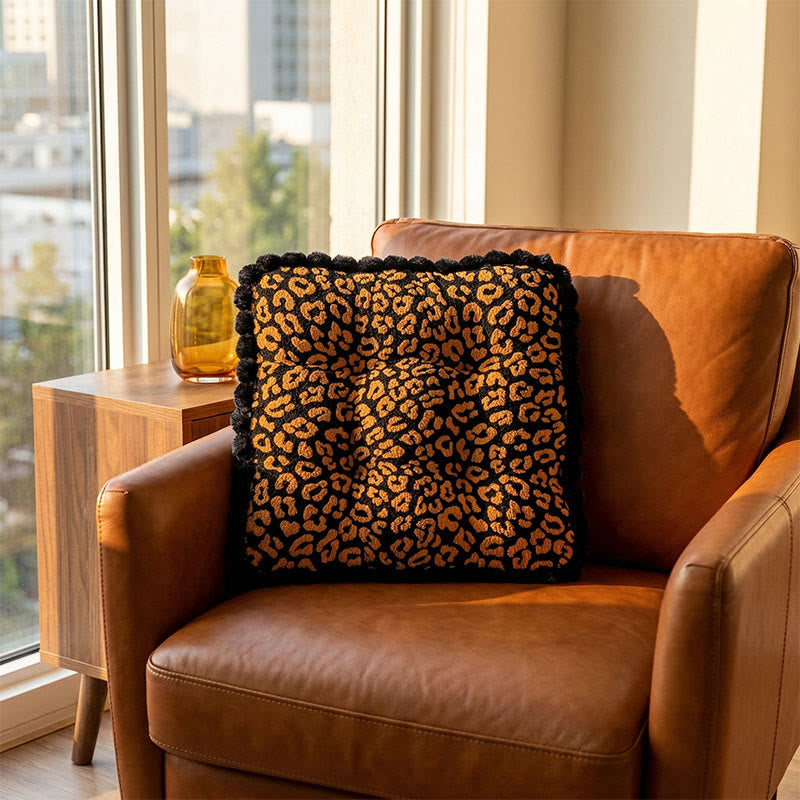 Ownkoti Leopard Print Square Throw Pillow - Black&Orange - 45cm x 45cm - image 0