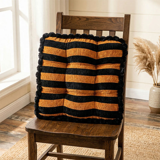 Ownkoti Striped Chenille Square Throw Pillow - Black&Orange - 45cm x 45cm - image 0