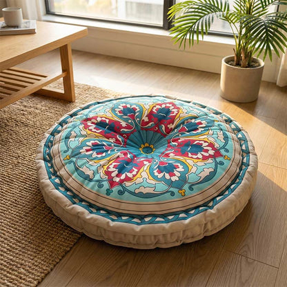 Ownkoti Mandala Bohemian Snow Lotus Throw Pillow - Green&Blue - 45cm x 45cm x 8cm - image 0