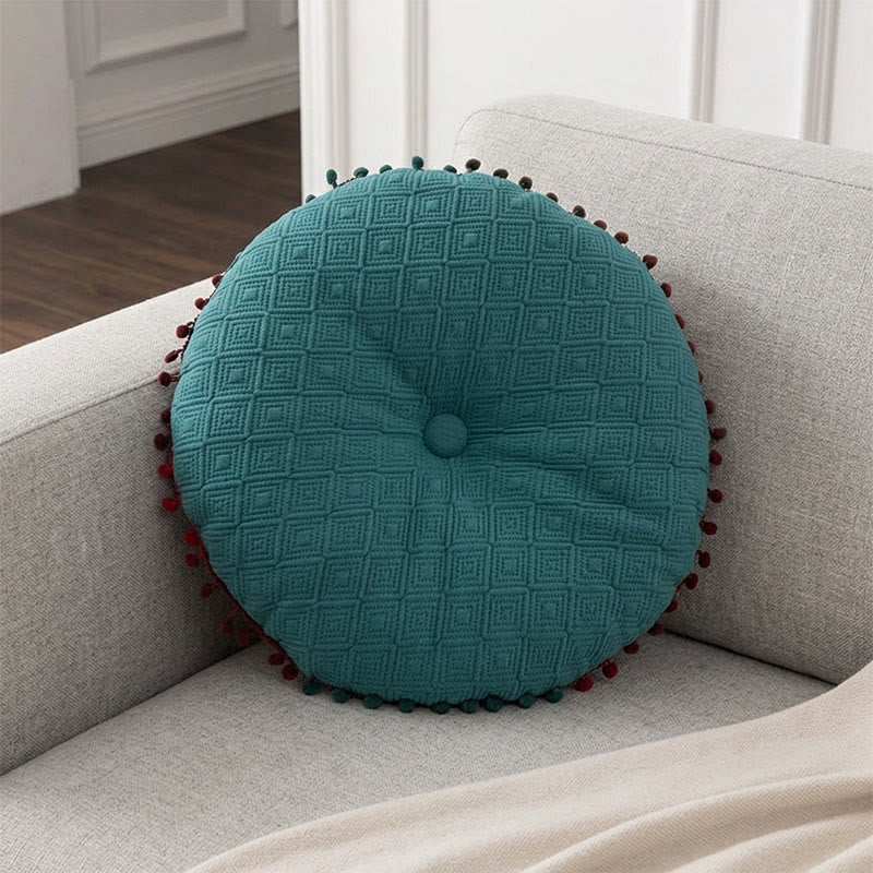 Ownkoti Round Hand-Sewn Button Throw Pillow - Blue - 40cm x 40cm - image 0