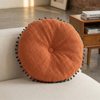 Ownkoti Round Hand-Sewn Button Throw Pillow - Orange - 40cm x 40cm - image 3