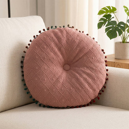 Ownkoti Round Hand-Sewn Button Throw Pillow - Pink - 40cm x 40cm - image 4