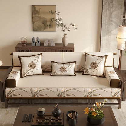 Ownkoti Vintage Orchid Print Sofa Protector - Light Gray - Sofa Protector - 35" x 94" - image 6