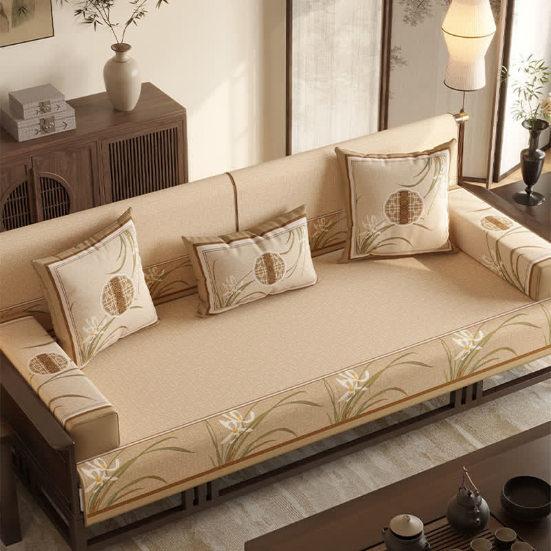 Ownkoti Vintage Orchid Print Sofa Protector - image 2